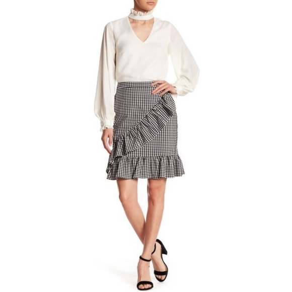 Nanette Lepore Gingham Frill Ruffle Skirt Size 6 - Picture 1 of 8